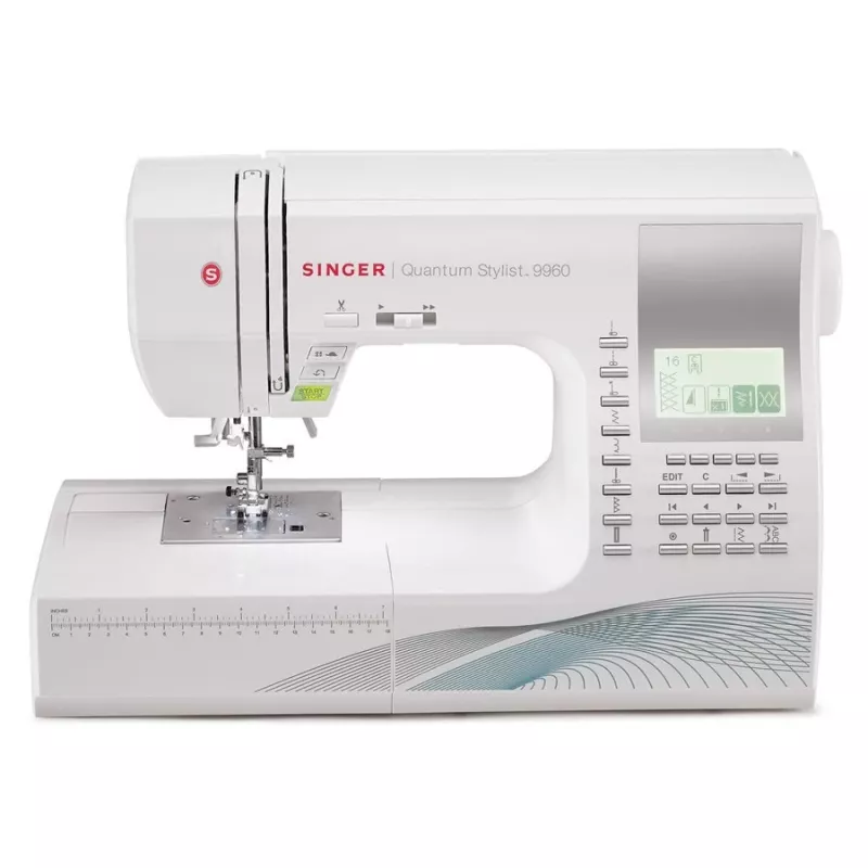 Siuvimo mašina SINGER Quantum Stylist 9960 — 600 siuvimo programų, 13 automatinių sagų skylučių, laisvoji rankovė