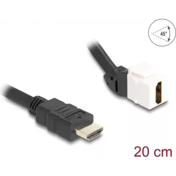 DeLOCK Keystone modulio laidas HDMI (vyriškas) į (moterišką) 45° kampu 8K 60 Hz 20 cm juodas