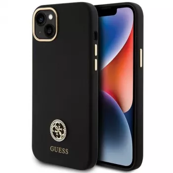 GUESS GUHCP15M4DGPK | Galinis dangtelis | Apple iPhone 15 Plus / 14 Plus | TPU, silikonas, mikropluoštas | Juoda