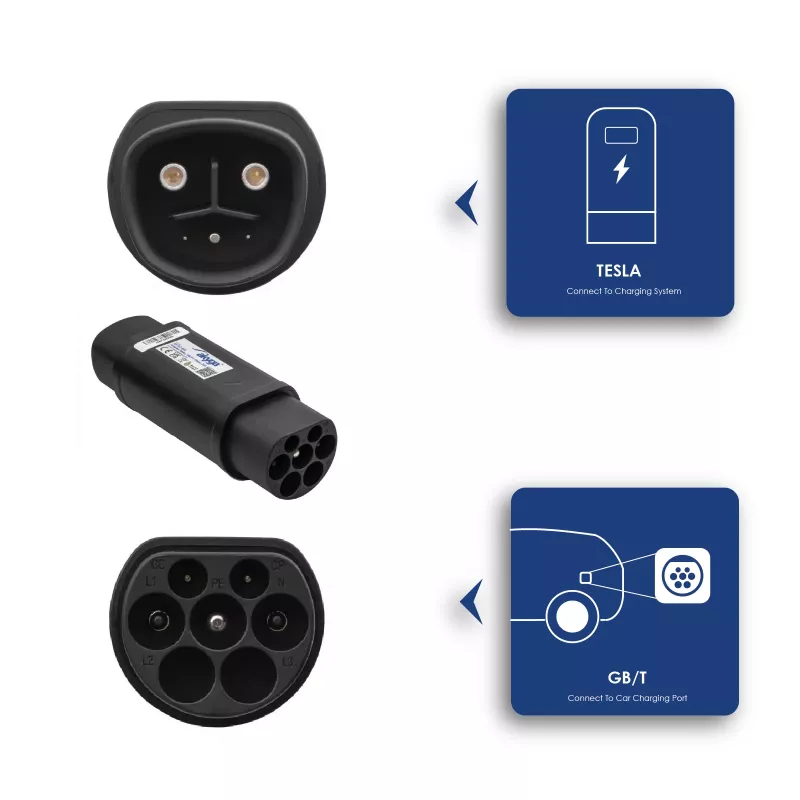 Akyga AK-SC-E22 elektromobilių įkrovimo adapteris Tesla į GB/T, 1 fazės, 32 A