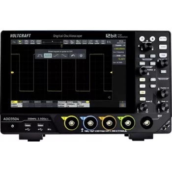 Voltcraft ADO-3504 Skaitmeninis osciloskopas 350 MHz 2,5 GSa/s 250 Mpts 12 bitų 4 kanalai DSO