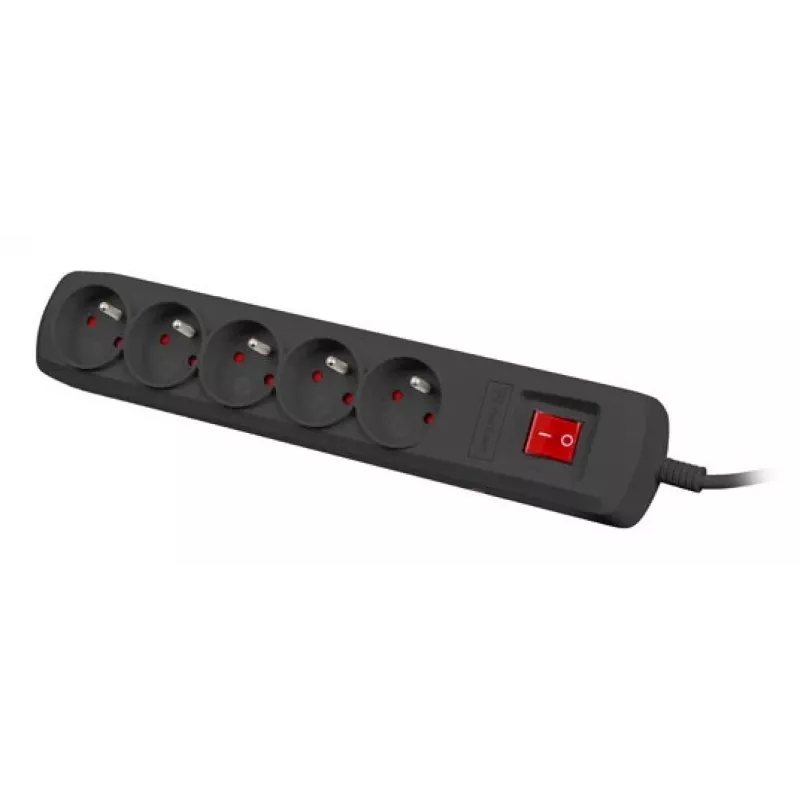 Apsauginis įtampos filtras NATEC NSP-1713 (BERCY 400 1,5M) juodas, 5 kištukiniai lizdai, 1,5 m