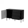 Komoda CORTINA 1D3S cama meble 120x40x81 cm, juoda, 3 stalčiai, laminuota medžio drožlių plokštė