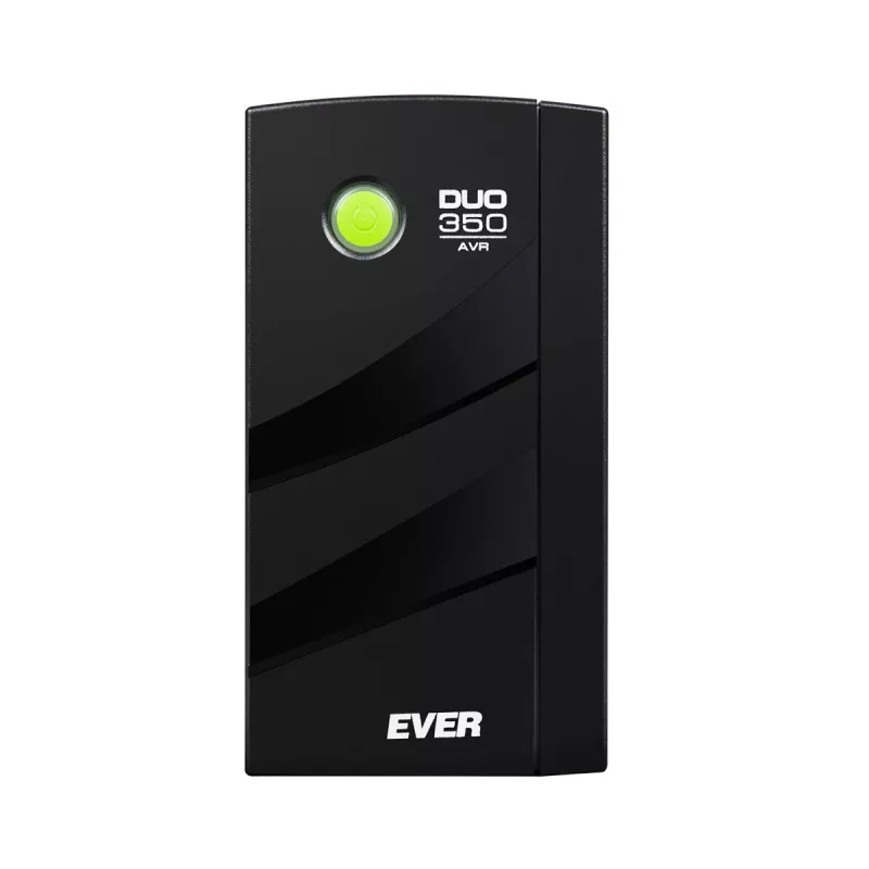 EVER DUO 350 AVR T/DAVRTO-000K35/00 line-interactive bokšto tipo UPS, 350 VA / 245 W, 1x IEC C13 + 2x Schuko, 12 V 5 Ah baterija, juodas