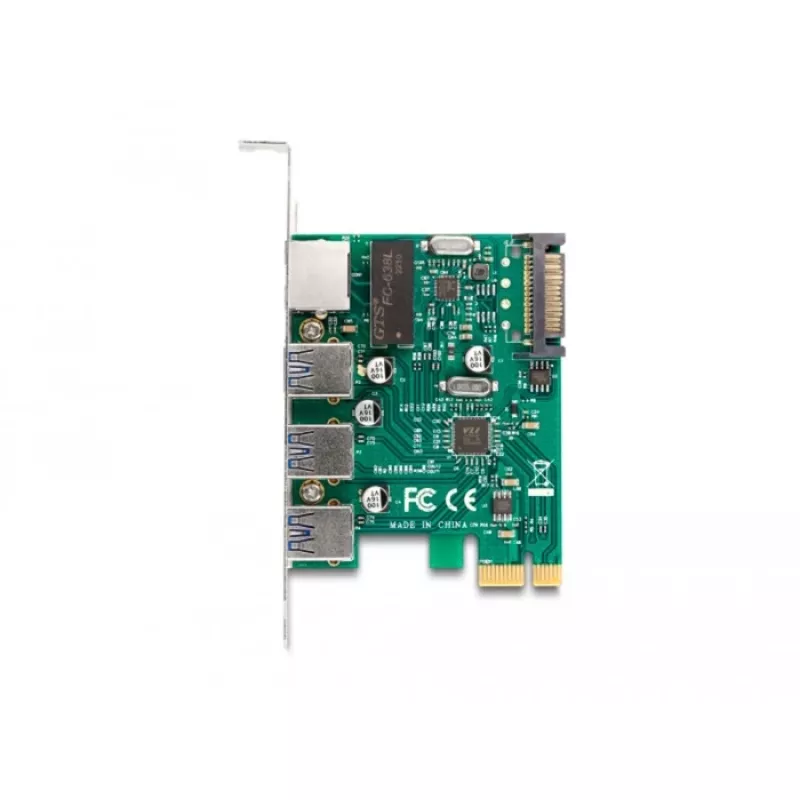 DeLOCK PCI Express x1 kortelė 3 x USB 5 Gbps Type-A 1 x Gigabit LAN