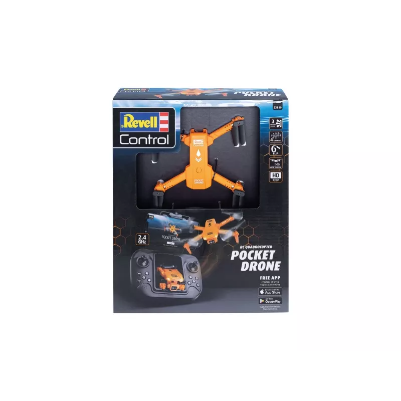 RC kvadrokopteris REVELL Pocket Drone 23810 – 2,4 GHz, 4 kanalų nuotolinio valdymo pultas