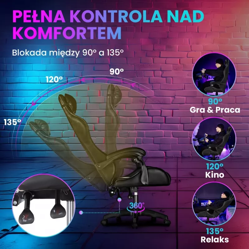 Extralink Gaming kėdė G-524, juoda, kaušinė, su 2 pagalvėlėmis