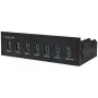 LogiLink USB 3.0 vidinis 7 prievadų 5.25 colio šakotuvas su greito įkrovimo prievadu