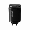 Įkroviklis CANYON OnCharge 65RC su integruotu USB-C laidu, 65W, 1x PD, 1x QC, EU kištukas, Juodas