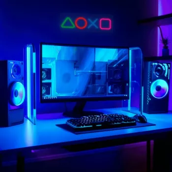 Neoninis LED skydelis žaidimų įrangai MANTA SNL111MT – dekoratyviniai šviesos simboliai