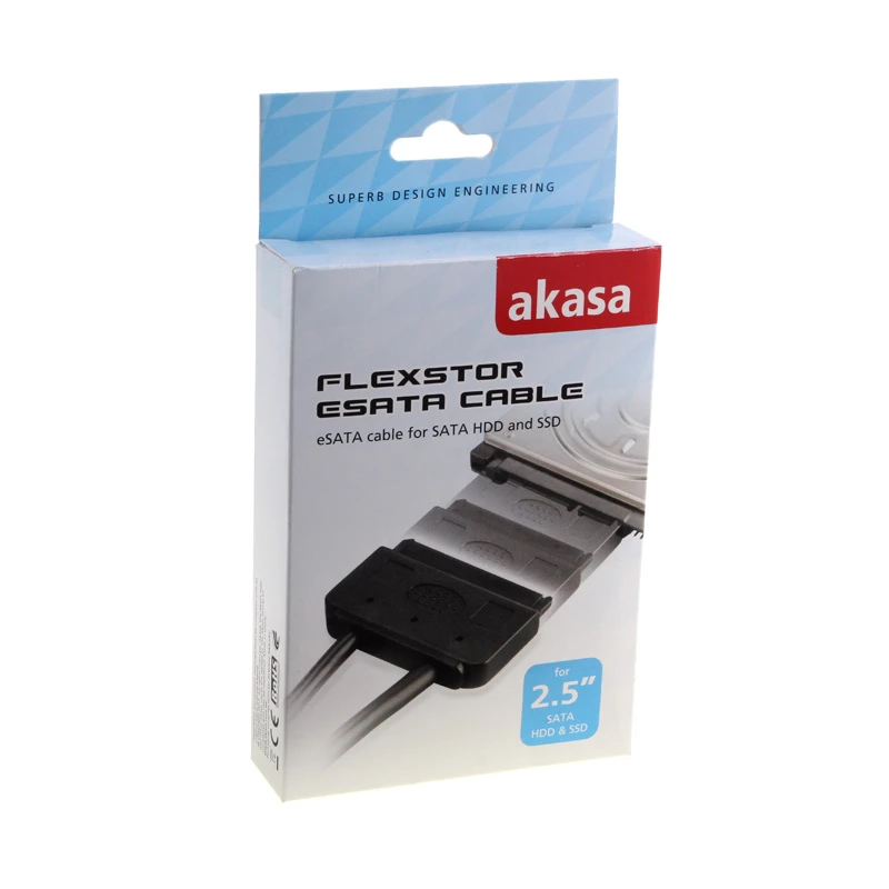Akasa Flexstor eSATA kabelis 6,40 cm (2,5 inch) SATA kietajam diskui ir SSD (AK-CBSA03-80BK)