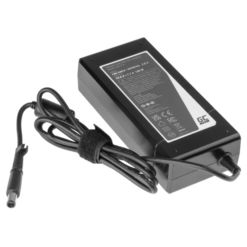 Maitinimo adapteris Green Cell AD111P 150W 19,5V 7,7A Universalus nešiojamojo kompiuterio adapteris juodas