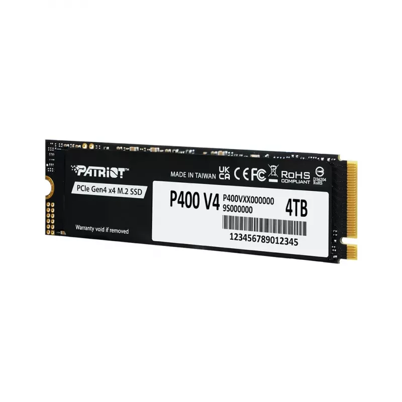 Kietojo disko PATRIOT P400 V4 4 TB M.2 NVMe (4000 GB, M.2, Juoda)