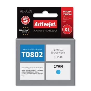 Kasetė su rašalu ActiveJet AE-802N cyan, suderinama su Epson, didelės talpos (XL), 13.5 ml