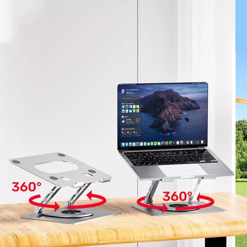 Laptop stovas Unitek OT180SL01 aliuminis 25,4–40,6 cm (10–16 colių) ekranams, 360° sukimas, 0–180° pakreipimas
