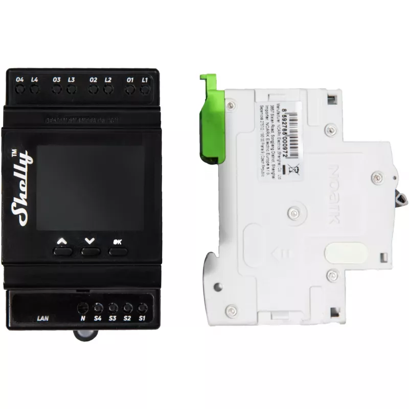 DIN bėgio relės modulis Shelly Pro 4PM 4 kanalų Wi‑Fi, 4 kanalai, AC 110–240V, galios ir energijos matavimas, montavimui ant DIN bėgio