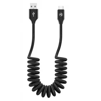 USB į USB-C duomenų kabelis Tellur ištraukiamas 3A 1,8 m juodas