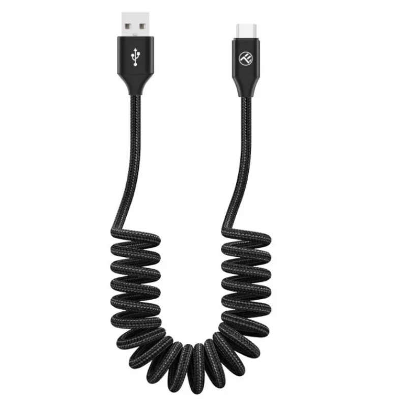 Tellur TLL155395 pailginamas USB-A į USB-C duomenų kabelis, 3A, 480 Mbps, 1,8 m, tekstilės apipynimas, juodas