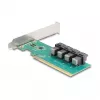 DELOCK PCIe x16 bifurkacijos kortelė į 4× vidinius SFF-8643 NVMe, žemo profilio