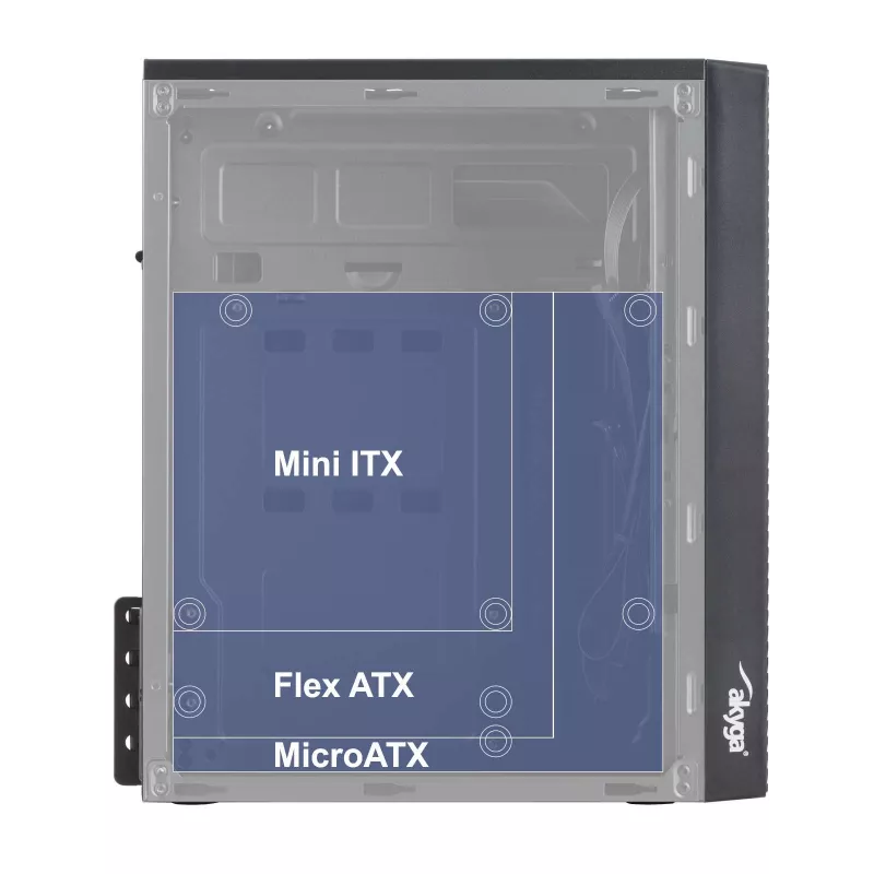 Akyga AK35BK Micro ATX kompiuterio korpusas, Micro ATX / Flex ATX / Mini ITX, 2x USB 2.0, be maitinimo bloko, juodas