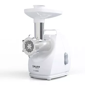 Elektrinė mėsmalė SMAPP 490.8 — 2200 W, 1 greitis, 3 sieteliai (Ø 2,7–8 mm), balta