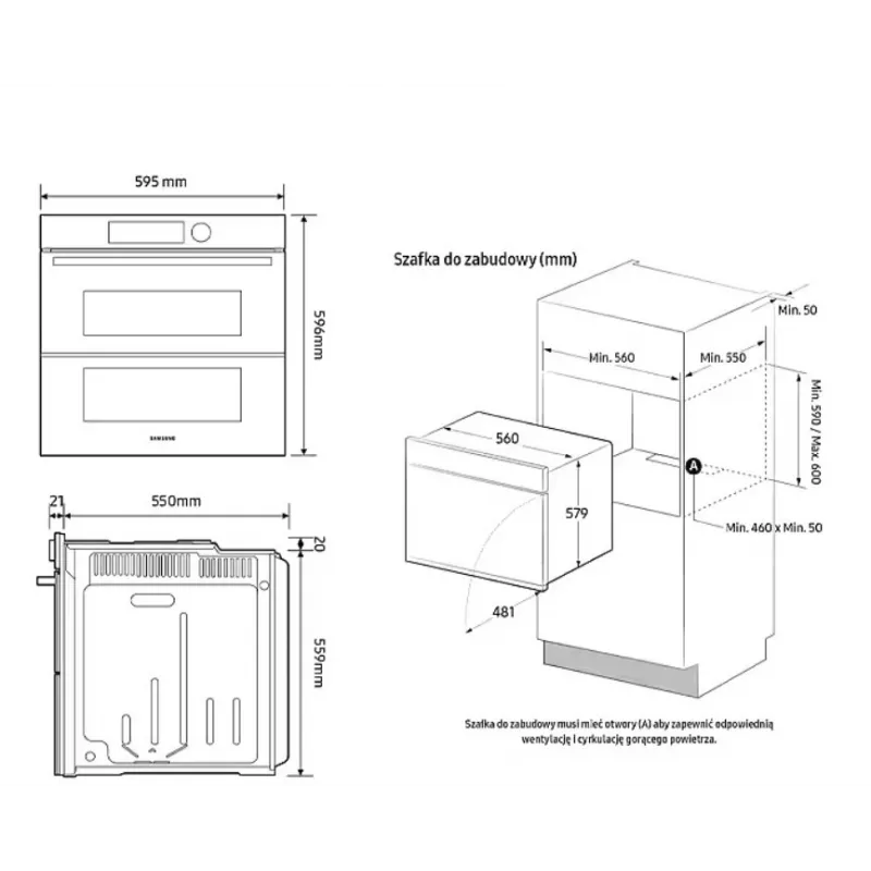 Įmontuojama elektrinė orkaitė Samsung NV7B42251AK, energijos klasė A+