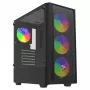 PC korpusas SAVIO Noctis Flow RGB — Cube, ATX/Mini-ITX, 3x 120 mm priekiniai ventiliatoriai, grūdintas stiklas šone, maks. GPU 35 cm