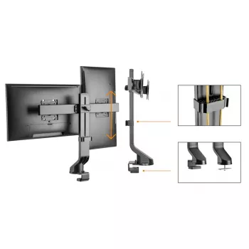 Monitorinis laikiklis MACLEAN MC-854 dviems monitoriams 17–27 colių VESA 75x75 / 100x100, dviejų rankų stalviršio montavimas