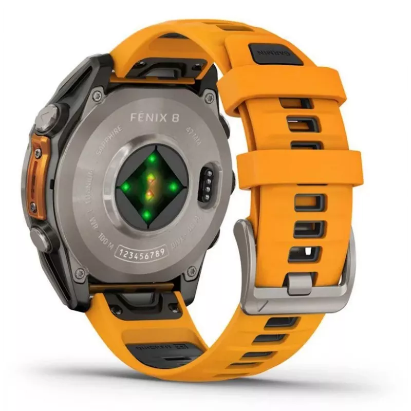 Garmin Fenix 8 3.56 cm (1.4 inch) AMOLED 51 mm Skaitmeninis 454 x 454 pikseliai Liečiamasis ekranas Titanas Wi-Fi GPS (palydovas)