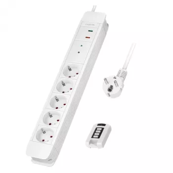 LogiLink LPS402 ilgintuvas 1,5 m 5 kištukinių lizdų baltas