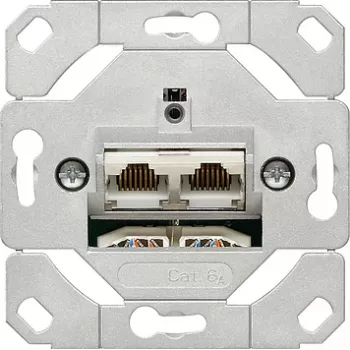 Gira 245200 lizdo kištukas — 2×RJ-45 Cat6a, metalinis apdaila