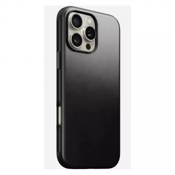 Mobiliojo telefono dėklas Nomad Modern Leather Case, skirtas iPhone 16 Pro Max, 6,9 colio (17,5 cm), juodas, oda+PC+TPU