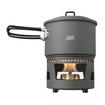 ESBIT Cookset su alkoholio degikliu, aliuminis 1,5 L, Ø15,4 cm, H115 mm, juodas