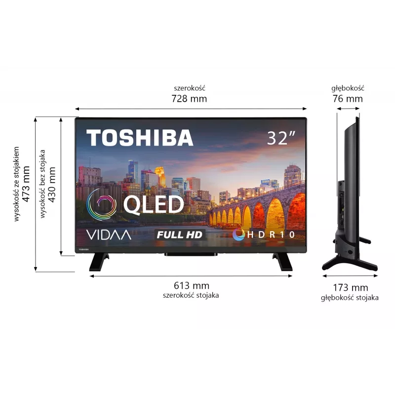 QLED televizorius Toshiba 32QV2F63DG 32 colių Full HD Smart TV