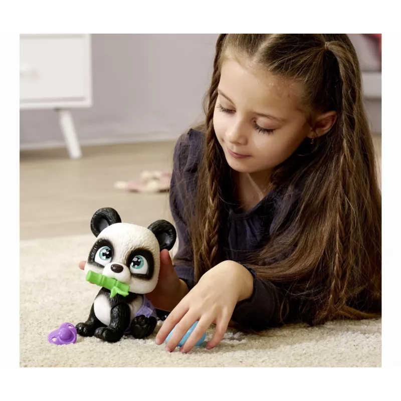 Simba 105950054 Pamper Petz Panda (apie 15 cm) – interaktyvus žaislinis gyvūnėlis su gėrimo ir šlapinimosi funkcija vaikams nuo 3 metų