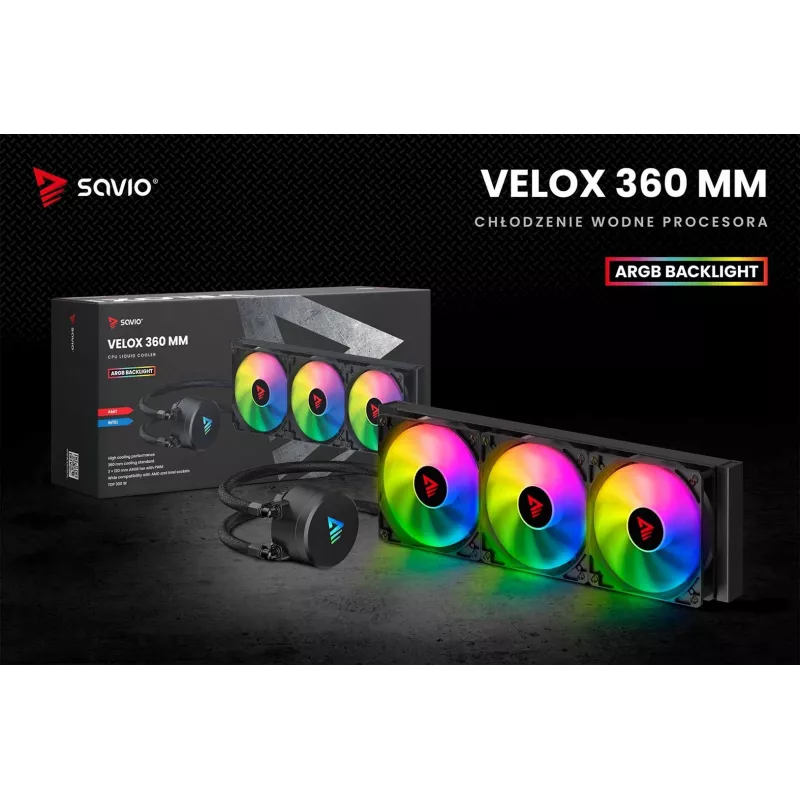 SAVIO VELOX 360 mm skysčio aušintuvas procesoriui su ARGB apšvietimu