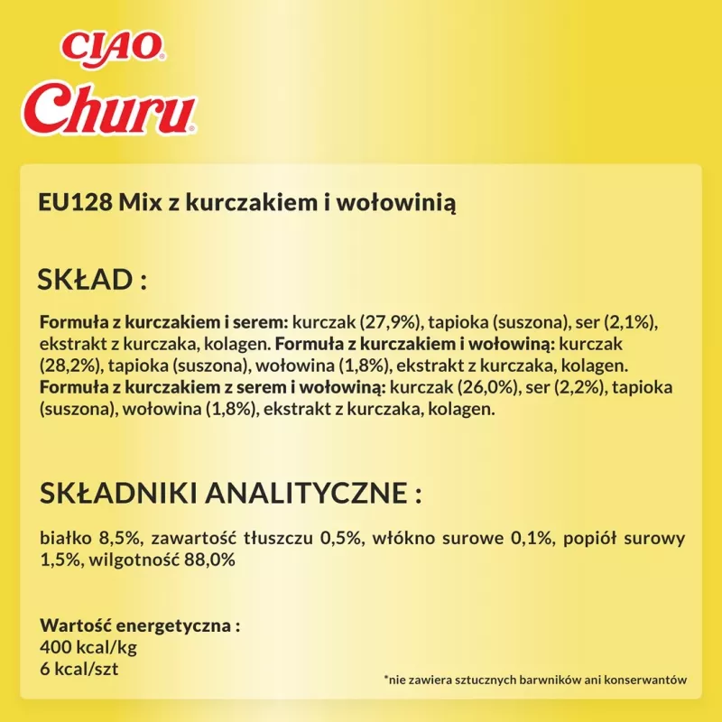 Kačių skanėstai INABA Churu Variety Box – vištiena ir jautiena, 20 vnt. x 14 g tūtelės
