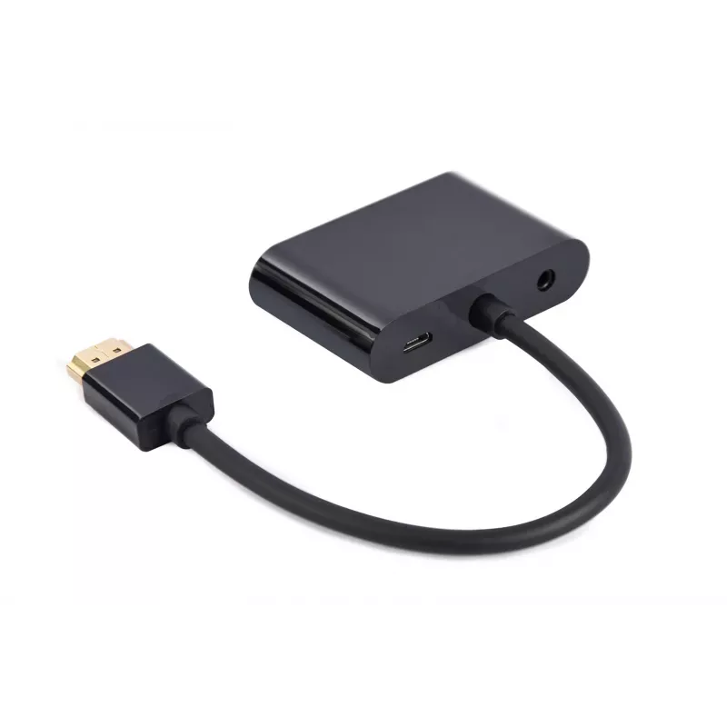 Gembird A-HDMIM-HDMIFVGAF-01 adapteris iš HDMI kištuko į HDMI lizdą + VGA lizdą, su garsu ir maitinimo jungtimi