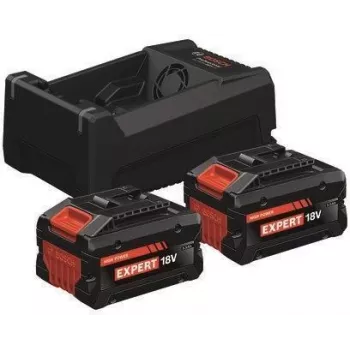 EXPERT Starter-Set 2x EXBA 18V-55 + Dvigubos įtampos įkroviklis GAL 12V/18V-80 (juoda, 2x ličio jonų baterija 5,5 Ah, AMPShare Alliance)