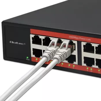 Tinklo jungiklis QOLTEC 52364 — Gigabit Ethernet PoE 16xRJ45, 2xSFP