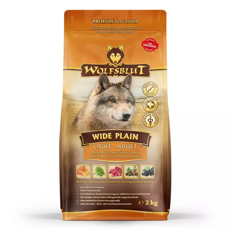 WOLFSBLUT Wide Plain Light Horse su saldžiosiomis bulvėmis - sausas šunų ėdalas - 2kg