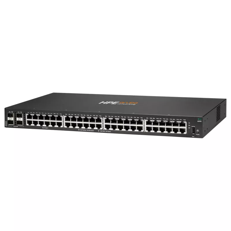 HPE Aruba 6000 48G 4SFP Switch - perjungiklis - L3 - valdomas - 48 x 10/100/1000 + 4 x Gigabit SFP - šoninis oro srautas - montuojamas į stovą - AC 100-127 V / 200-240 V
