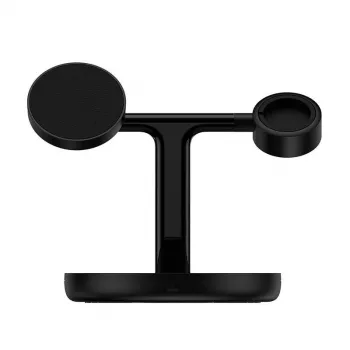 Baseus Swan 3-in-1 belaidis magnetinis įkrovimo stovas 20W juodas universalus (su USB tipo-C 3A 1m laidu)