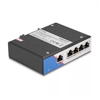 Ethernet Switch DELOCK 80162 – 5 prievadų Gigabit RJ45 montavimui ant DIN bėgelio