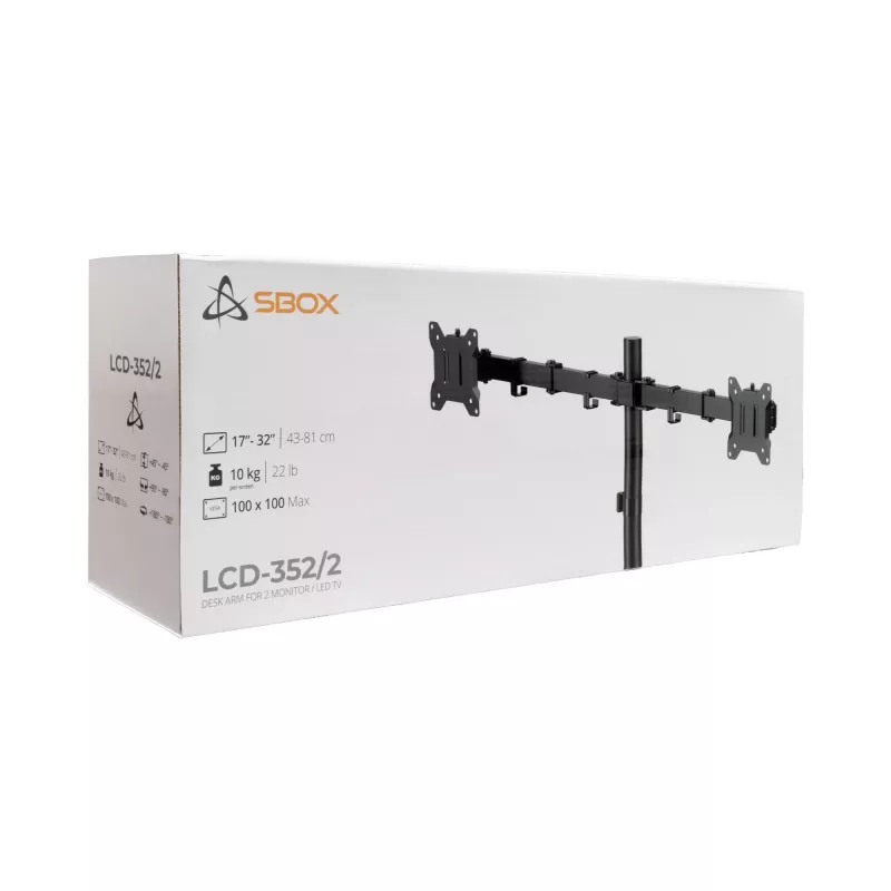 Sbox LCD-352/2-3 dviejų monitorių laikiklis (17-32/2x10kg/100x100)