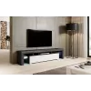 TV stovas Cama Meble TORO 200 — 2000×350×410 mm, pilkas viršus iš medžio drožlių plokštės, pilkas/baltas blizgesys