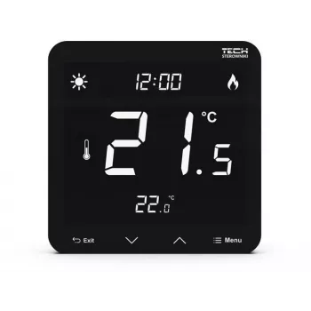 Laidinis dviejų būsenų kambario termostatas ST-297z v3 Tech Controllers – įmontuojamas, juodas
