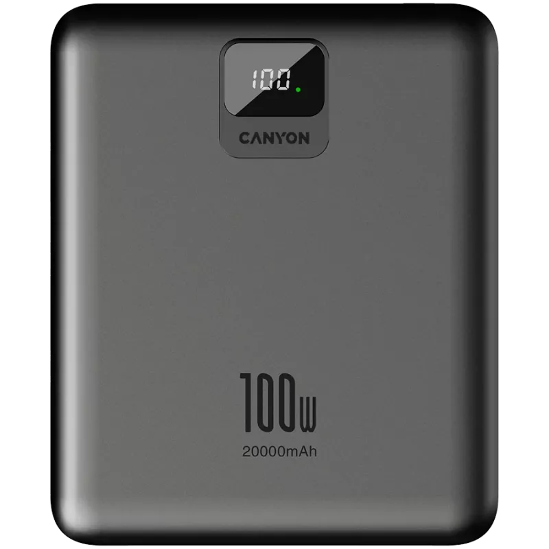 Canyon PB-2008 - Powerbank - Li-Pol - 20 000 mAh - tinkamas nešiojamiems kompiuteriams - skaitmeninis ekranas - USB-C įvestis