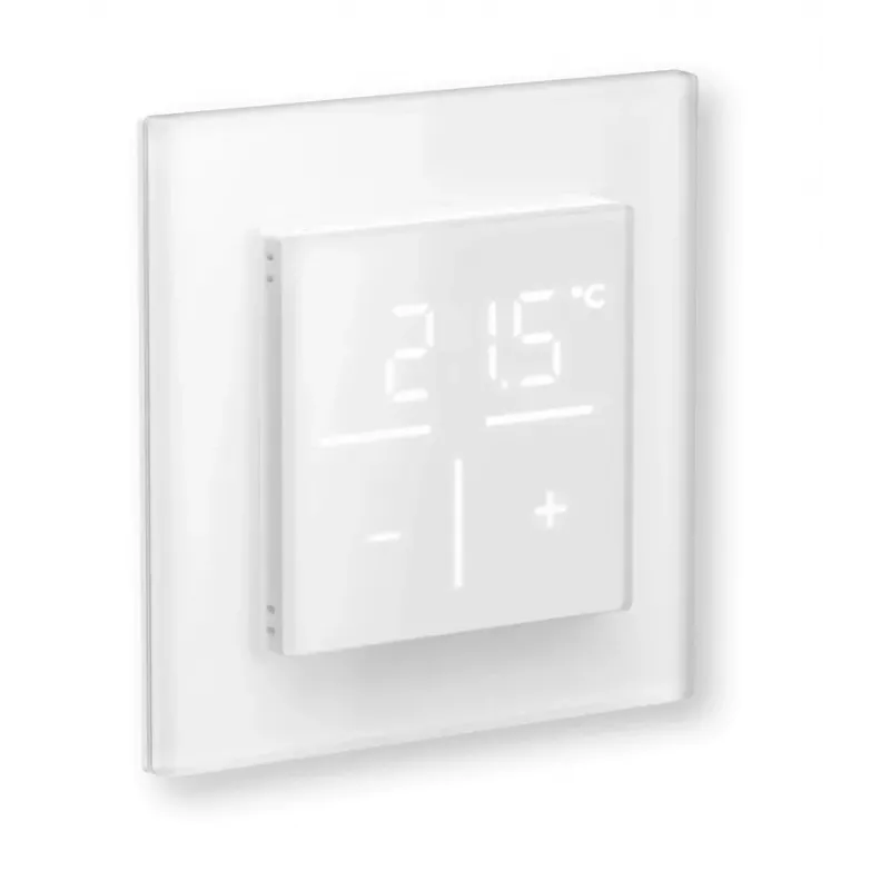 Homematic IP 161333A0 sieninis termostatas su stikliniu korpusu ir CO2 jutikliu, skaitmeninis RF, 230 V, 54,5×54,5×29 mm