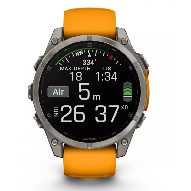 Garmin fenix 8 3.56 cm (1.4) AMOLED 47 mm Skaitmeninis 454 x 454 pikseliai Liečiamas ekranas Grafitas Wi-Fi GPS (palydovas)